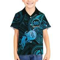 Personalised Polynesia Zodiac Aquarius Family Matching Summer Maxi Dress and Hawaiian Shirt Galaxy Polynesian Pattern Chest Tattoo Style