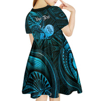 Personalised Polynesia Zodiac Aquarius Kid Short Sleeve Dress Galaxy Polynesian Pattern Chest Tattoo Style