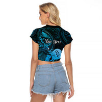 Personalised Polynesia Zodiac Aquarius Raglan Cropped T Shirt Galaxy Polynesian Pattern Chest Tattoo Style