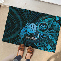 Personalised Polynesia Zodiac Aquarius Rubber Doormat Galaxy Polynesian Pattern Chest Tattoo Style