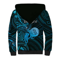 Personalised Polynesia Zodiac Aquarius Sherpa Hoodie Galaxy Polynesian Pattern Chest Tattoo Style