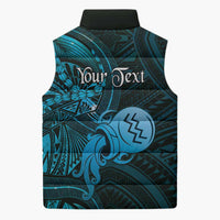 Personalised Polynesia Zodiac Aquarius Sleeveless Puffer Jacket Galaxy Polynesian Pattern Chest Tattoo Style