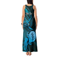 Personalised Polynesia Zodiac Aquarius Tank Maxi Dress Galaxy Polynesian Pattern Chest Tattoo Style
