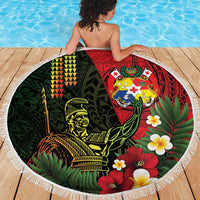 Hawaii And Tonga Beach Blanket King Kamehameha Tribal Ngatu Pattern