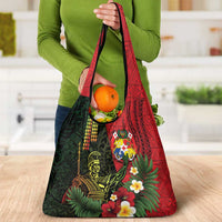 Hawaii And Tonga Grocery Bag King Kamehameha Tribal Ngatu Pattern
