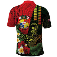 Hawaii And Tonga Polo Shirt King Kamehameha Tribal Ngatu Pattern