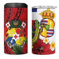Hawaii And Tonga 4 in 1 Can Cooler Tumbler King Kalakaua Tribal Gecko Tongan Ngatu