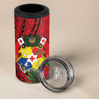 Hawaii And Tonga 4 in 1 Can Cooler Tumbler King Kalakaua Tribal Gecko Tongan Ngatu