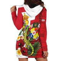 Hawaii And Tonga Hoodie Dress King Kalakaua Tribal Gecko Tongan Ngatu