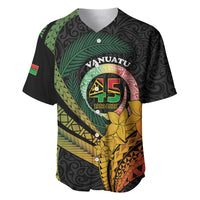 Personalised Vanuatu Independence Day Baseball Jersey July 30 Pig Tusk Long God Yumi Stanap LT14 Black - Polynesian Pride