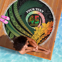 Personalised Vanuatu Independence Day Beach Blanket July 30 Pig Tusk Long God Yumi Stanap
