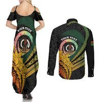 Personalised Vanuatu Independence Day Couples Matching Summer Maxi Dress and Long Sleeve Button Shirt July 30 Pig Tusk Long God Yumi Stanap LT14 - Polynesian Pride
