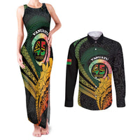 Personalised Vanuatu Independence Day Couples Matching Tank Maxi Dress and Long Sleeve Button Shirt July 30 Pig Tusk Long God Yumi Stanap LT14 Black - Polynesian Pride