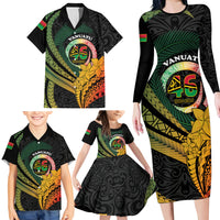 Personalised Vanuatu Independence Day Family Matching Long Sleeve Bodycon Dress and Hawaiian Shirt July 30 Pig Tusk Long God Yumi Stanap LT14 - Polynesian Pride