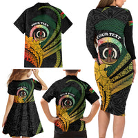 Personalised Vanuatu Independence Day Family Matching Long Sleeve Bodycon Dress and Hawaiian Shirt July 30 Pig Tusk Long God Yumi Stanap LT14 - Polynesian Pride
