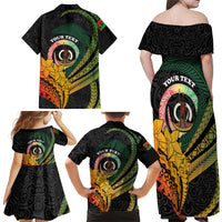Personalised Vanuatu Independence Day Family Matching Off Shoulder Maxi Dress and Hawaiian Shirt July 30 Pig Tusk Long God Yumi Stanap LT14 - Polynesian Pride