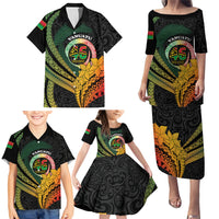 Personalised Vanuatu Independence Day Family Matching Puletasi and Hawaiian Shirt July 30 Pig Tusk Long God Yumi Stanap LT14 - Polynesian Pride