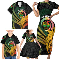 Personalised Vanuatu Independence Day Family Matching Short Sleeve Bodycon Dress and Hawaiian Shirt July 30 Pig Tusk Long God Yumi Stanap LT14 - Polynesian Pride