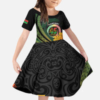 Personalised Vanuatu Independence Day Family Matching Tank Maxi Dress and Hawaiian Shirt July 30 Pig Tusk Long God Yumi Stanap LT14 Daughter's Dress Black - Polynesian Pride