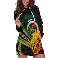 Personalised Vanuatu Independence Day Hoodie Dress July 30 Pig Tusk Long God Yumi Stanap LT14 Black - Polynesian Pride