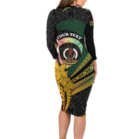 Personalised Vanuatu Independence Day Long Sleeve Bodycon Dress July 30 Pig Tusk Long God Yumi Stanap LT14 - Polynesian Pride