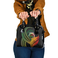 Personalised Vanuatu Independence Day Shoulder Handbag July 30 Pig Tusk Long God Yumi Stanap LT14 One Size Black - Polynesian Pride