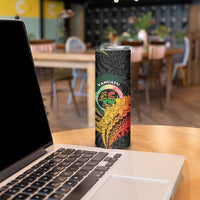 Personalised Vanuatu Independence Day Skinny Tumbler July 30 Pig Tusk Long God Yumi Stanap LT14 - Polynesian Pride