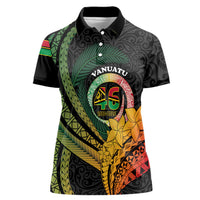 Personalised Vanuatu Independence Day Women Polo Shirt July 30 Pig Tusk Long God Yumi Stanap LT14 Female Black - Polynesian Pride