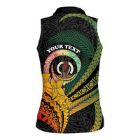 Personalised Vanuatu Independence Day Women Sleeveless Polo Shirt July 30 Pig Tusk Long God Yumi Stanap LT14 - Polynesian Pride