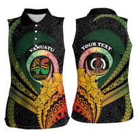 Personalised Vanuatu Independence Day Women Sleeveless Polo Shirt July 30 Pig Tusk Long God Yumi Stanap LT14 - Polynesian Pride