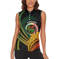Personalised Vanuatu Independence Day Women Sleeveless Polo Shirt July 30 Pig Tusk Long God Yumi Stanap LT14 - Polynesian Pride