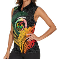 Personalised Vanuatu Independence Day Women Sleeveless Polo Shirt July 30 Pig Tusk Long God Yumi Stanap LT14 - Polynesian Pride