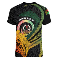 Personalised Vanuatu Independence Day Women V-Neck T-Shirt July 30 Pig Tusk Long God Yumi Stanap LT14 - Polynesian Pride