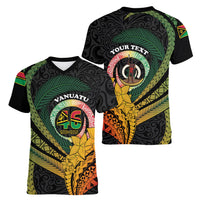 Personalised Vanuatu Independence Day Women V-Neck T-Shirt July 30 Pig Tusk Long God Yumi Stanap LT14 - Polynesian Pride
