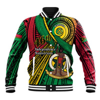 Halo Vanuatu Baseball Jacket Happy 46th Independence Anniversary LT14 Unisex Black - Polynesian Pride