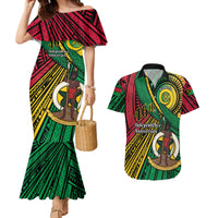 Halo Vanuatu Couples Matching Mermaid Dress and Hawaiian Shirt Happy 45th Independence Anniversary