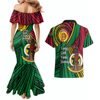 Halo Vanuatu Couples Matching Mermaid Dress and Hawaiian Shirt Happy 45th Independence Anniversary