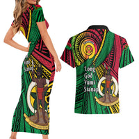 Halo Vanuatu Couples Matching Short Sleeve Bodycon Dress and Hawaiian Shirt Happy 45th Independence Anniversary