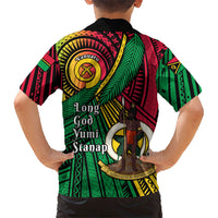 Halo Vanuatu Family Matching Long Sleeve Bodycon Dress and Hawaiian Shirt Happy 46th Independence Anniversary LT14 - Polynesian Pride