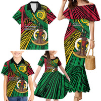 Halo Vanuatu Family Matching Mermaid Dress and Hawaiian Shirt Happy 46th Independence Anniversary LT14 - Polynesian Pride