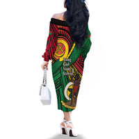 Halo Vanuatu Family Matching Off The Shoulder Long Sleeve Dress and Hawaiian Shirt Happy 46th Independence Anniversary LT14 - Polynesian Pride