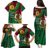 Halo Vanuatu Family Matching Puletasi and Hawaiian Shirt Happy 45th Independence Anniversary