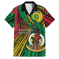 Halo Vanuatu Family Matching Short Sleeve Bodycon Dress and Hawaiian Shirt Happy 46th Independence Anniversary LT14 Dad's Shirt - Short Sleeve Black - Polynesian Pride