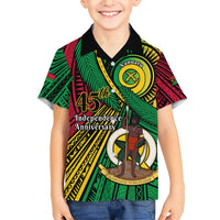 Halo Vanuatu Family Matching Short Sleeve Bodycon Dress and Hawaiian Shirt Happy 45th Independence Anniversary LT14 Son's Shirt Black - Polynesian Pride