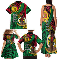 Halo Vanuatu Family Matching Tank Maxi Dress and Hawaiian Shirt Happy 46th Independence Anniversary LT14 - Polynesian Pride