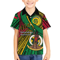 Halo Vanuatu Family Matching Tank Maxi Dress and Hawaiian Shirt Happy 46th Independence Anniversary LT14 Son's Shirt Black - Polynesian Pride