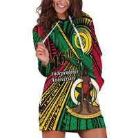 Halo Vanuatu Hoodie Dress Happy 46th Independence Anniversary LT14 Black - Polynesian Pride