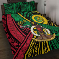 Halo Vanuatu Quilt Bed Set Happy 46th Independence Anniversary LT14 Black - Polynesian Pride