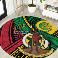 Halo Vanuatu Round Carpet Happy 46th Independence Anniversary LT14 Black - Polynesian Pride