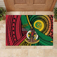 Halo Vanuatu Rubber Doormat Happy 46th Independence Anniversary LT14 Black - Polynesian Pride
